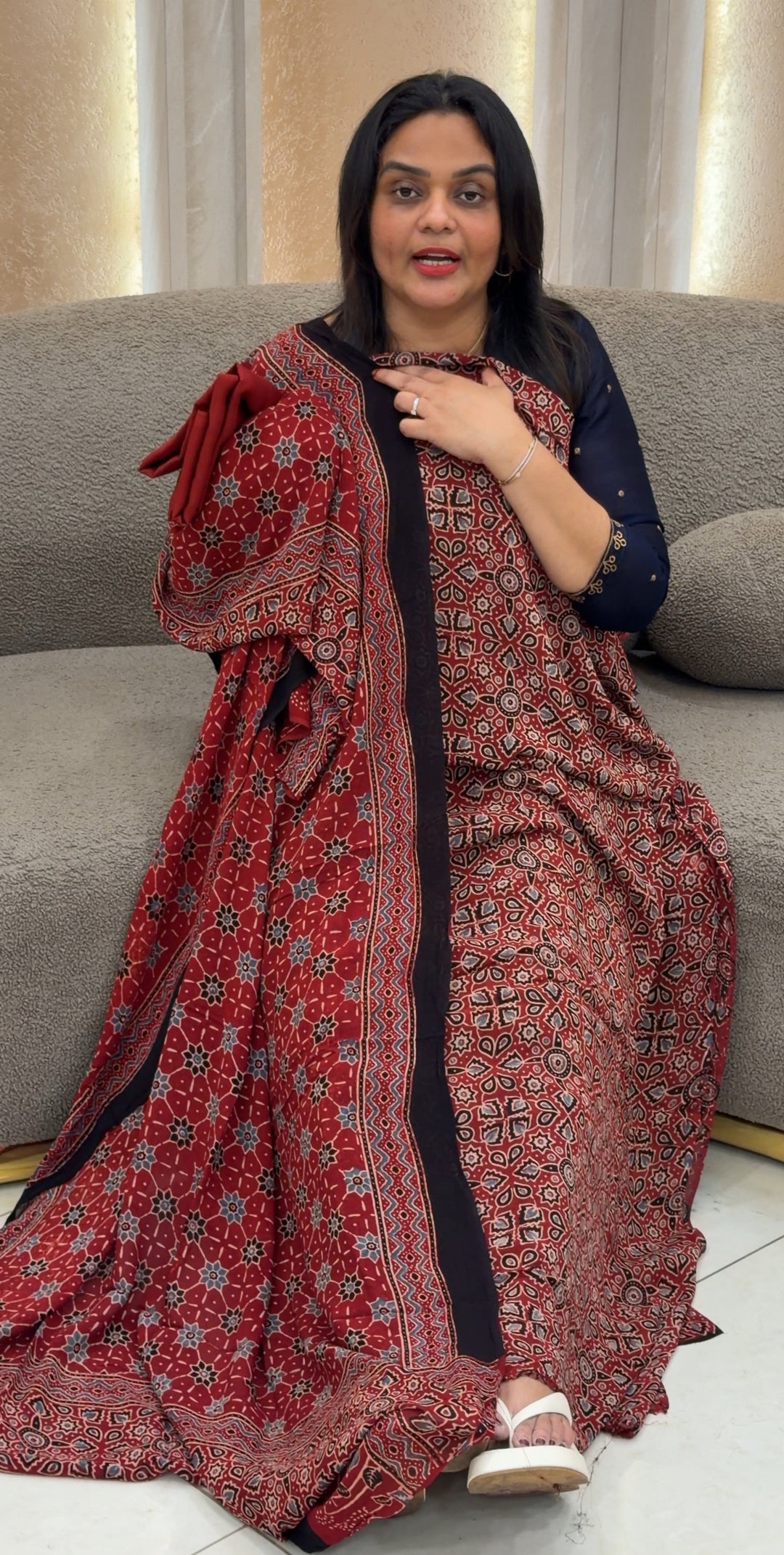 AJRAKH PRINTRED UNSTITCHED SALWAR SUITS - NUWA-653