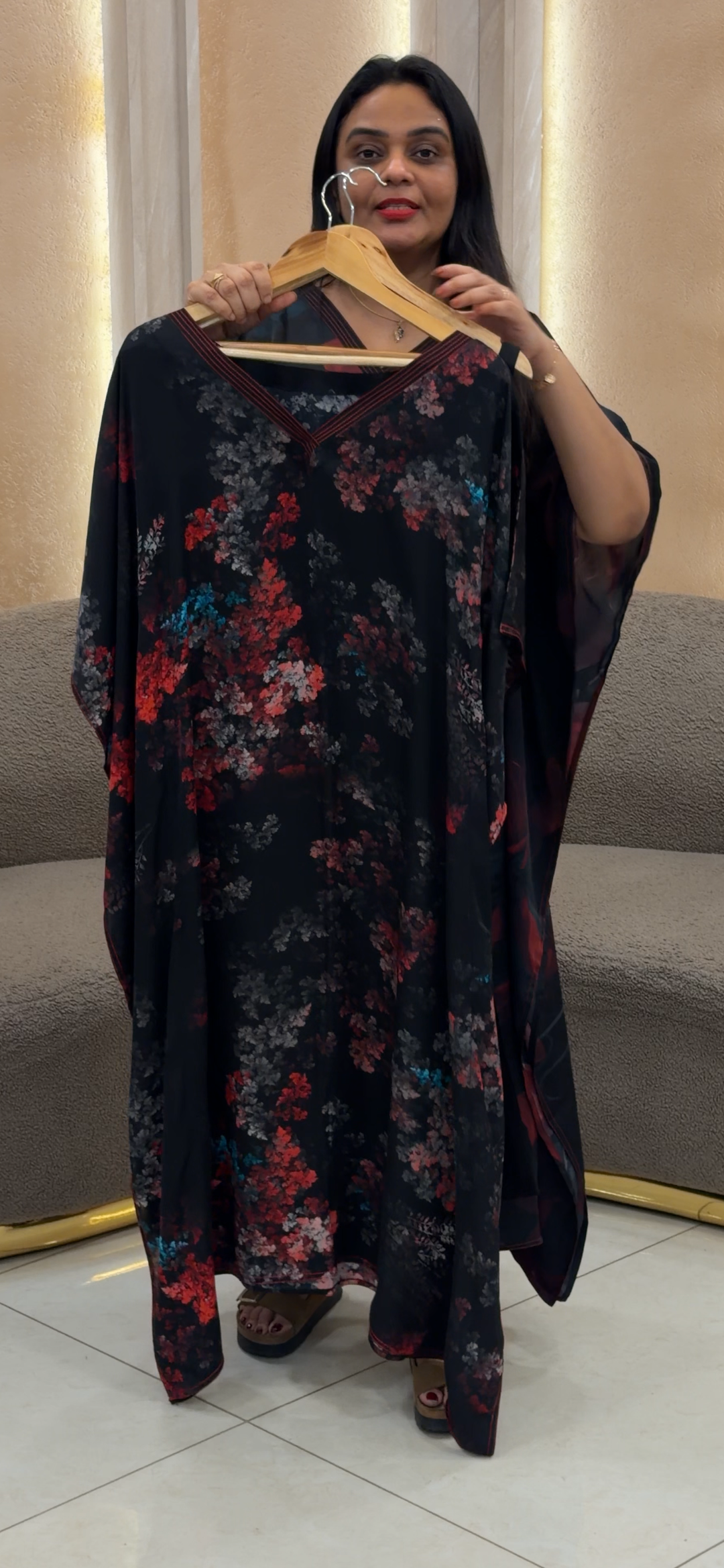 PRINTED CRAPE KAFTAN - NUWA - 1295