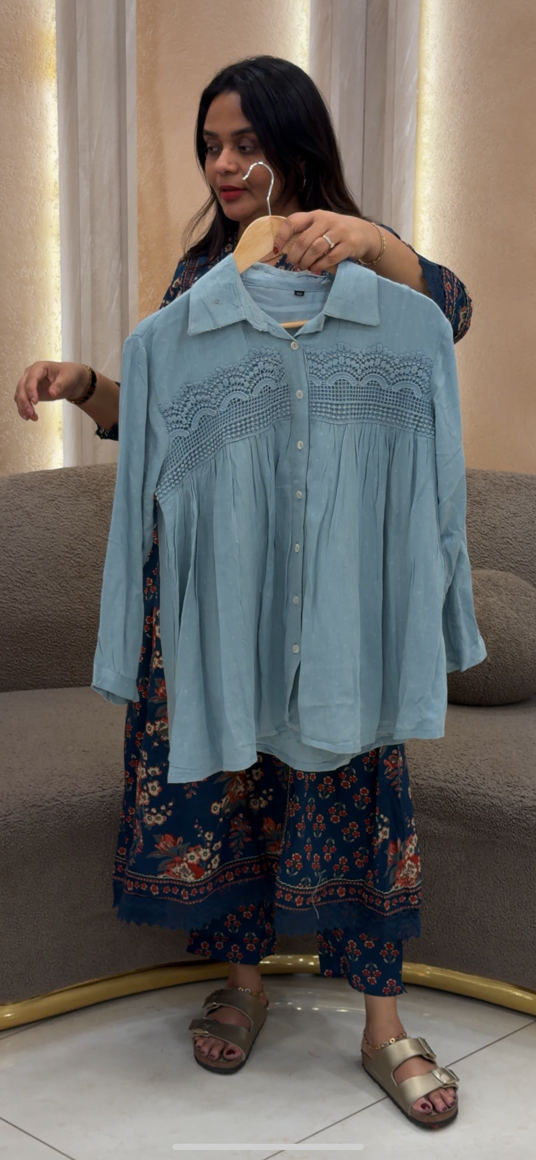 CRUSHED RAYON SHORT SHIRT - NUWA - 440