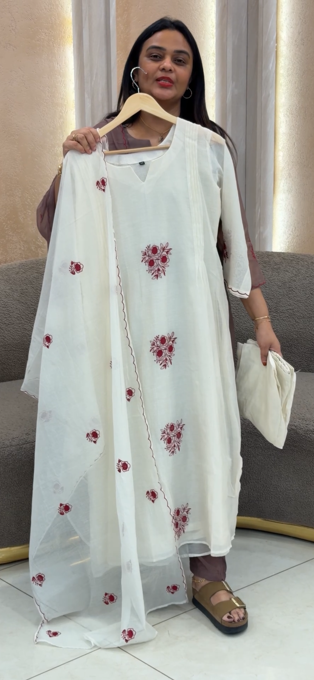 MUL CHANDERI TOP, BOTTOM AND DUPATTA - NUWA - 1155