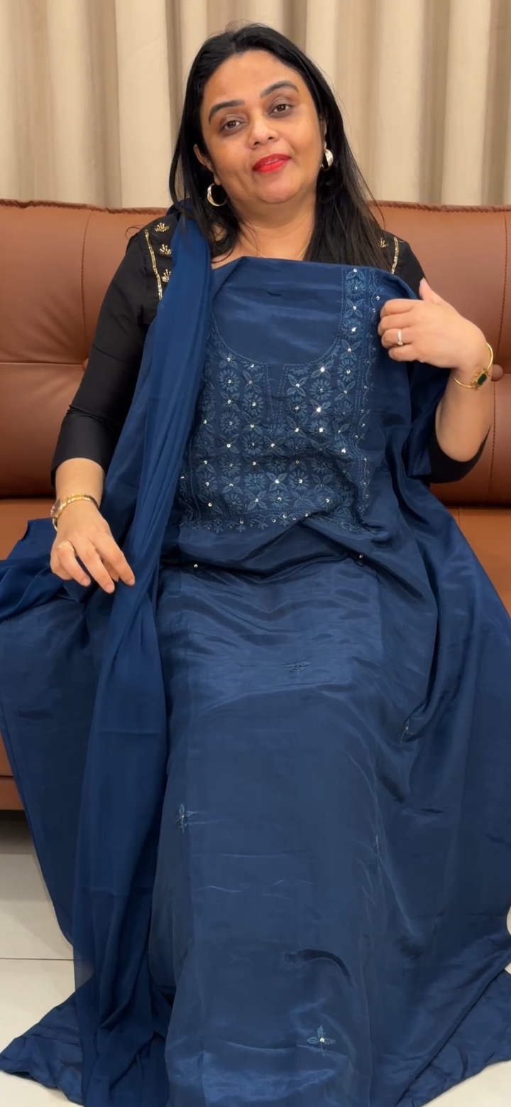 LUCKNOWI CHIKANKARI UNSTITCHED SALWAR SUITS - NUWA - 1393
