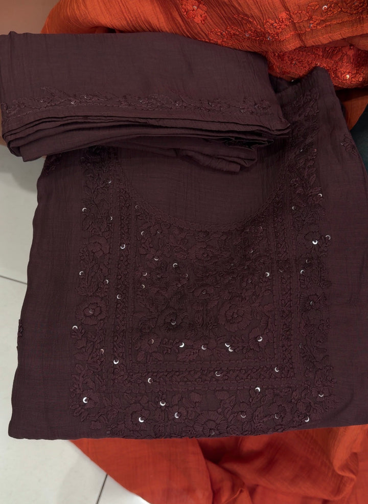 LUCKNOWI CHIKANKARI UNSTITCHED SALWAR SUITS - NUWA-1587