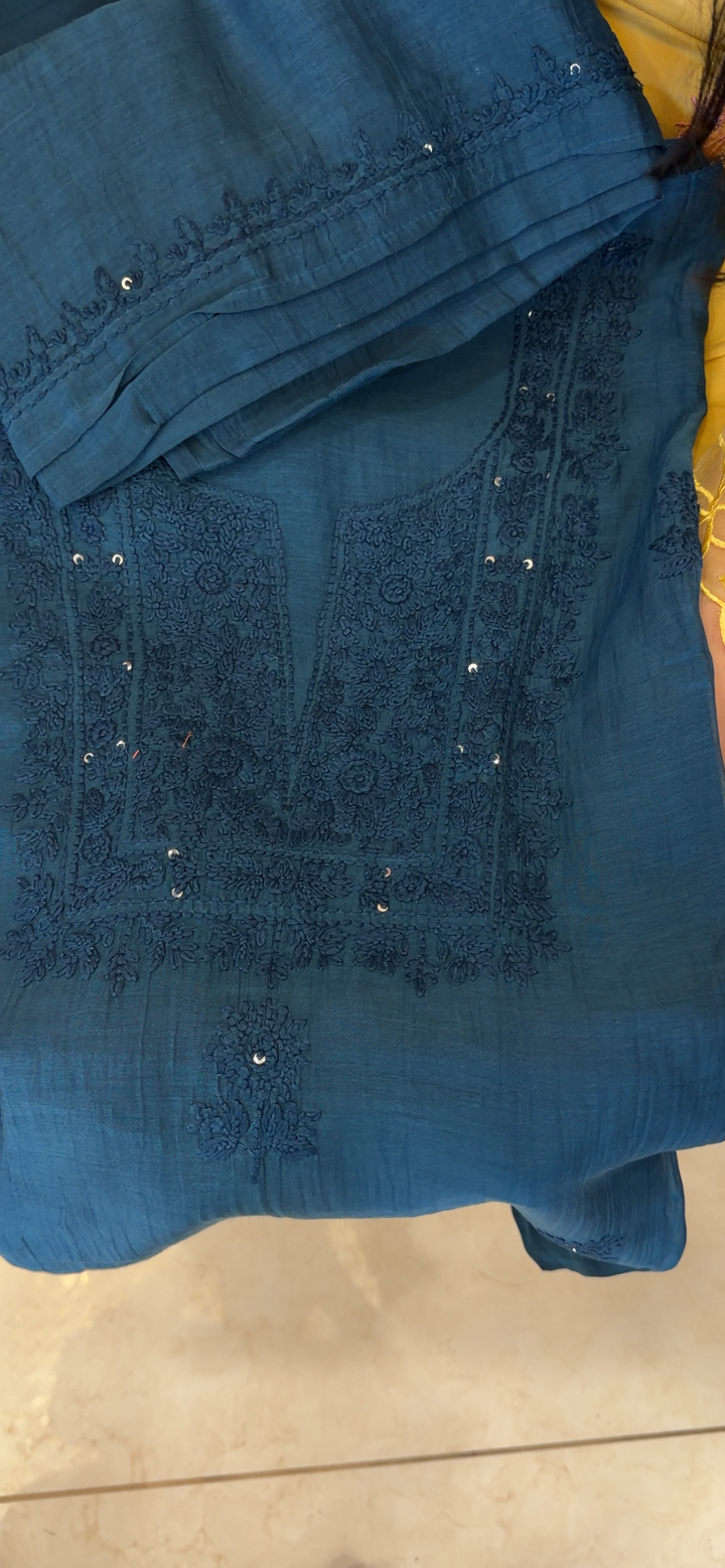 CHIKANKARI UNSTITCHED SALWAR SUITS - NUWA - 2338