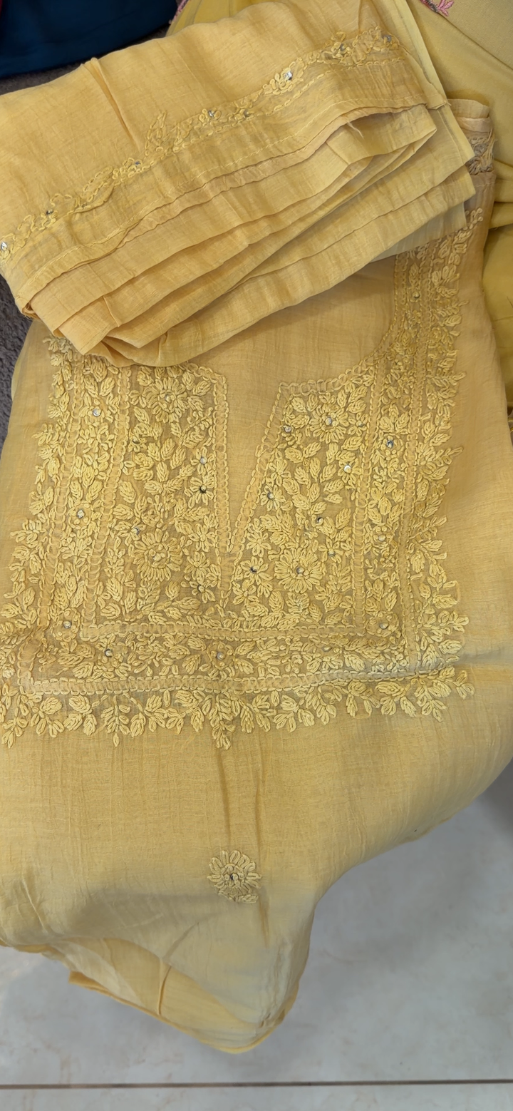 CHIKANKARI UNSTITCHED SALWAR SUITS - NUWA - 2338