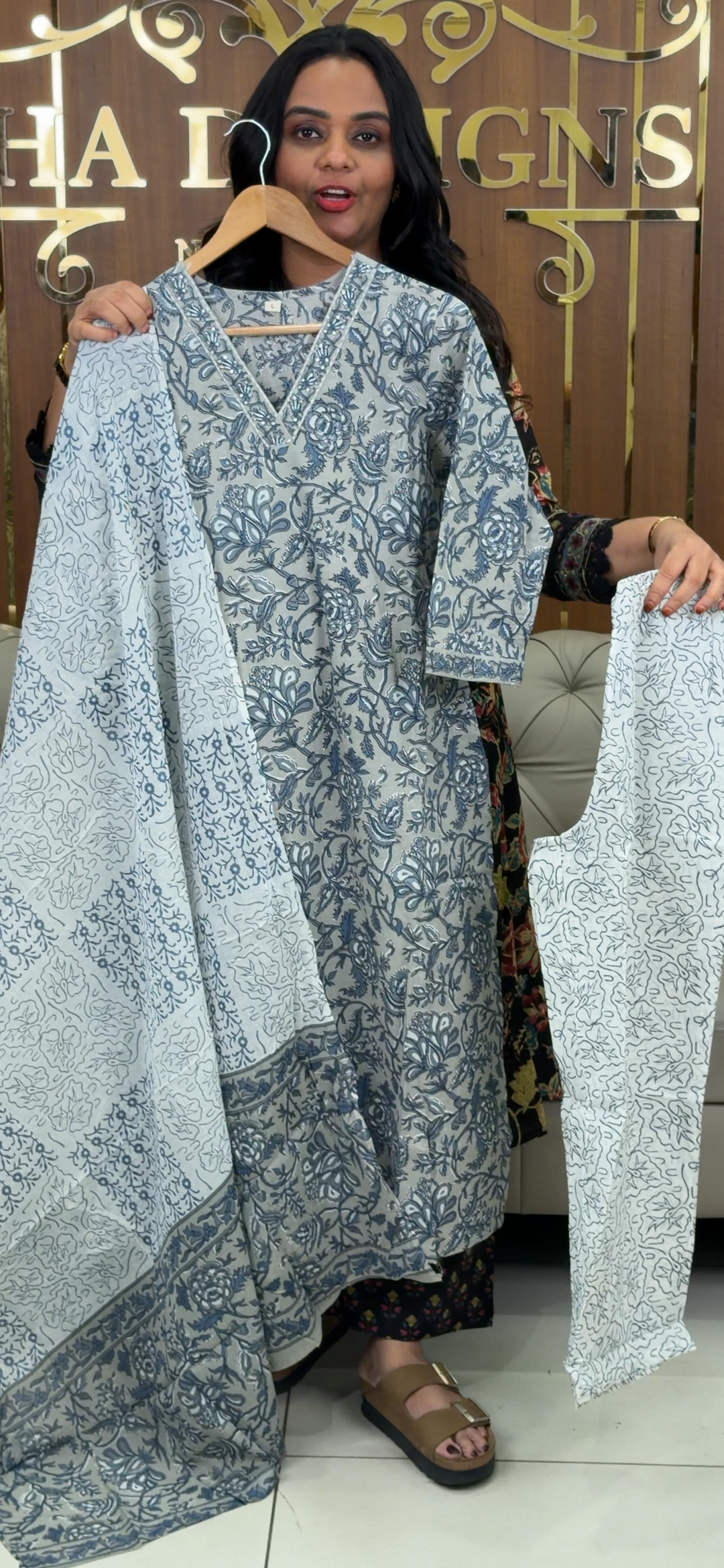 PRINTED COTTON TOP, BOTTOM AND DUPATTA - NUWA - 1077