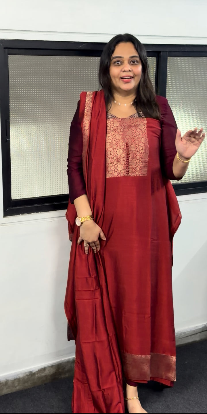 SEMI RAW SILK UNSTITCHED SALWAR SUITS - NUWA-210