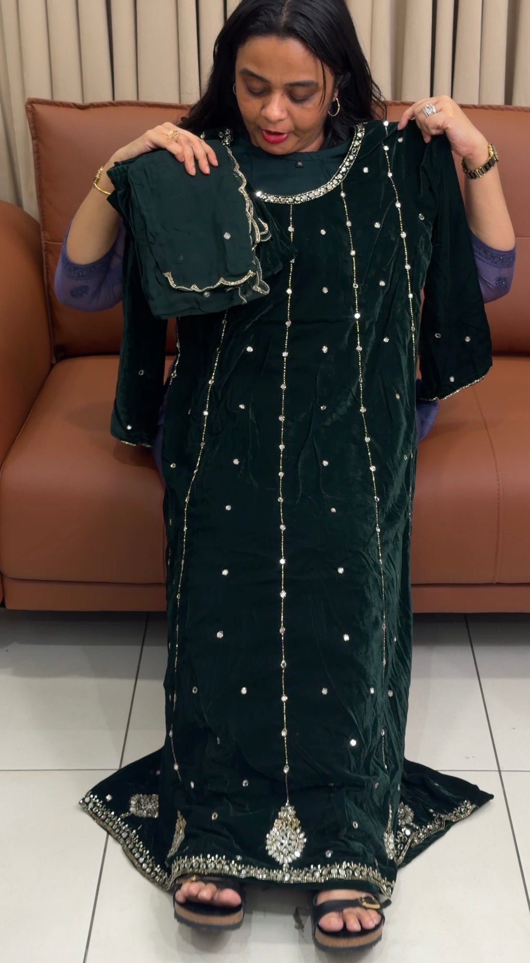 VELVET ANARKALI TOP,BOTTOM AND DUPATTA - NUWA-1968