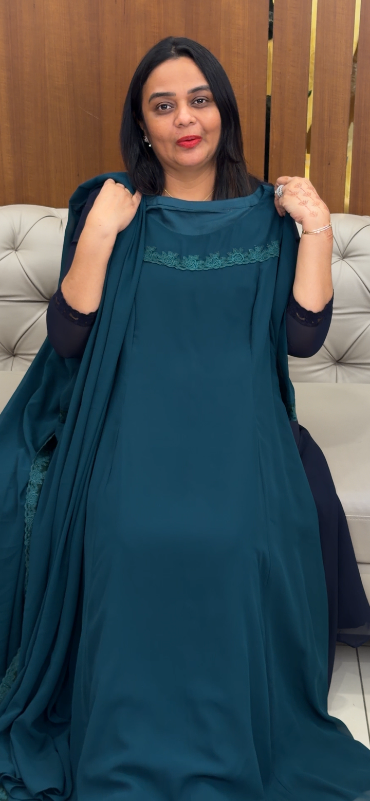 DESIGNER SLITTED TOP AND DUPATTA - NUWA -  796