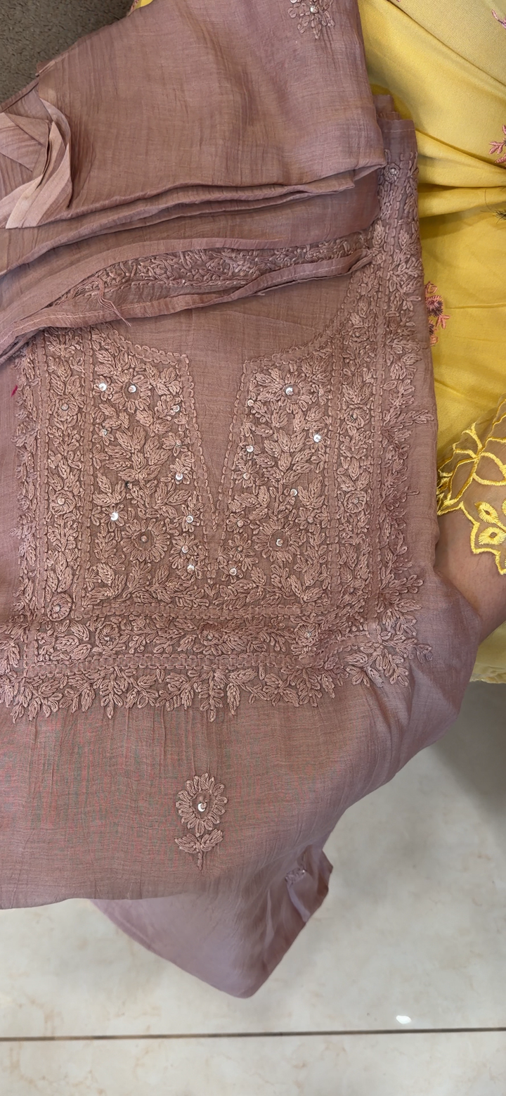 CHIKANKARI UNSTITCHED SALWAR SUITS - NUWA - 2338