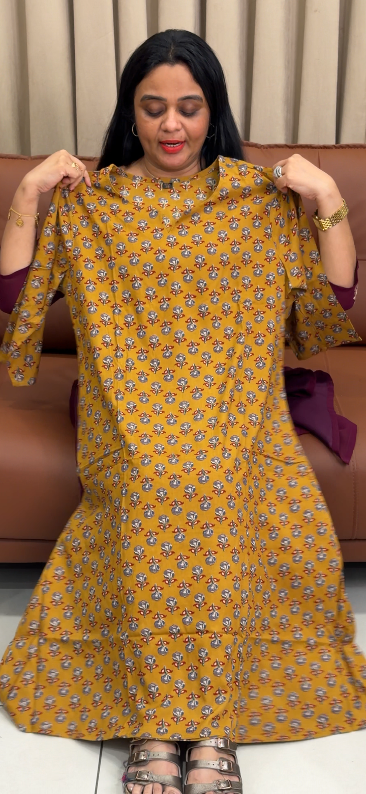 PRINTED COTTON LONG ALINE TOP - NUWA - 2389