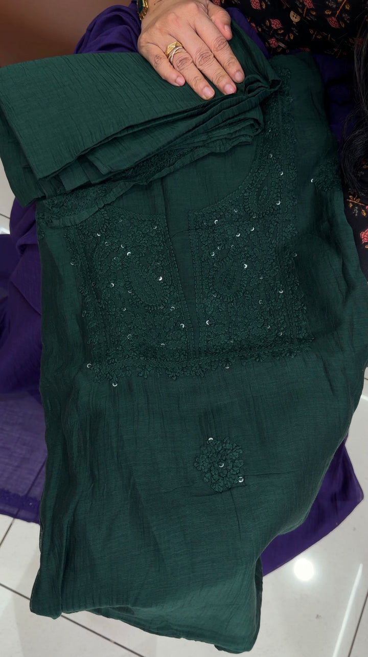 MALAI CHANDERI UNSTITCHED SALWAR SUITS - NUWA-1834