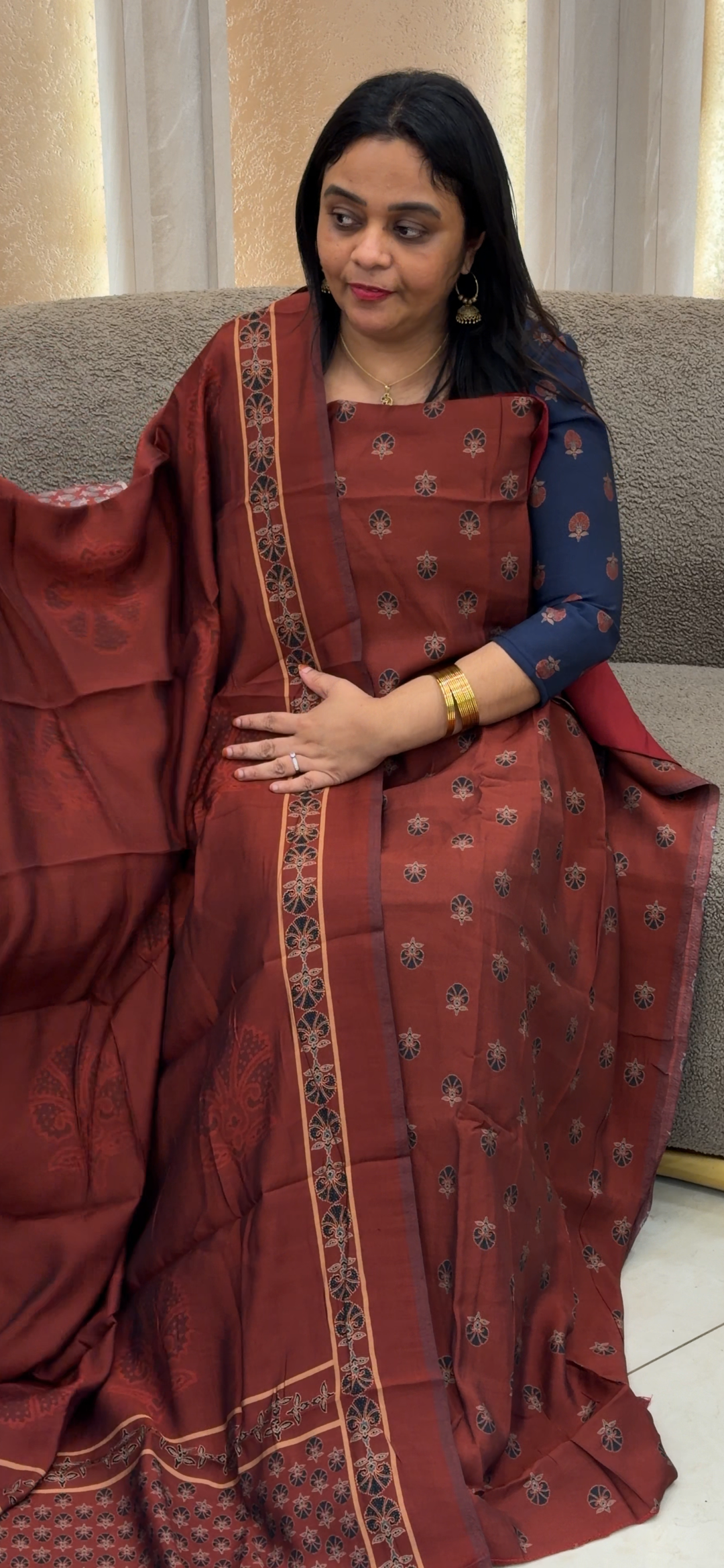 AJRAKH PRINTED UNSTITCHED SALWAR SUITS - NUWA - 1658