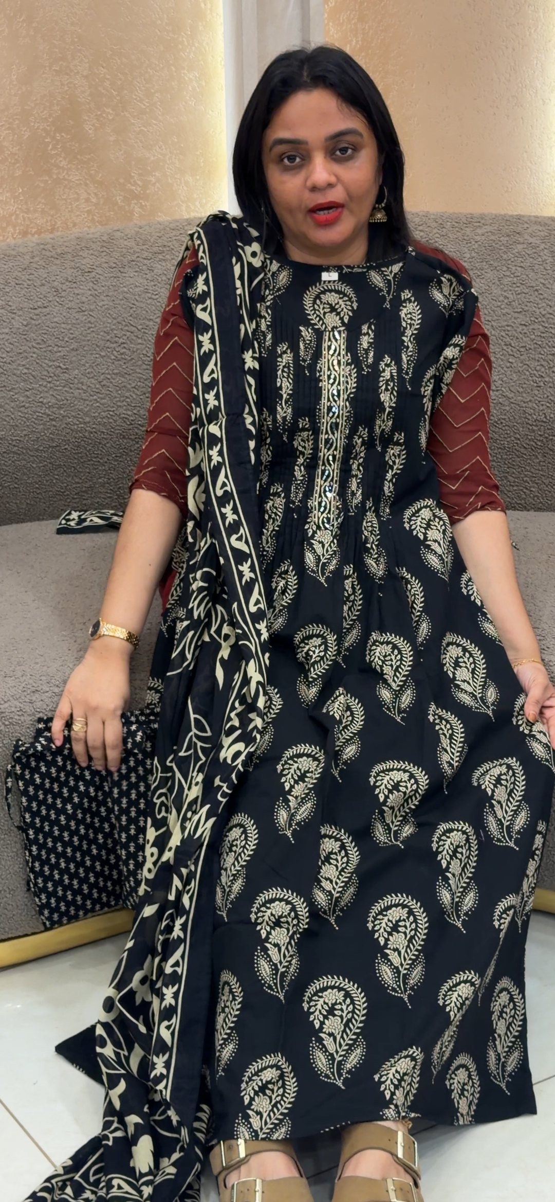 COTTON ALINE TOP, BOTTOM AND DUPATTA - NUWA - 1495