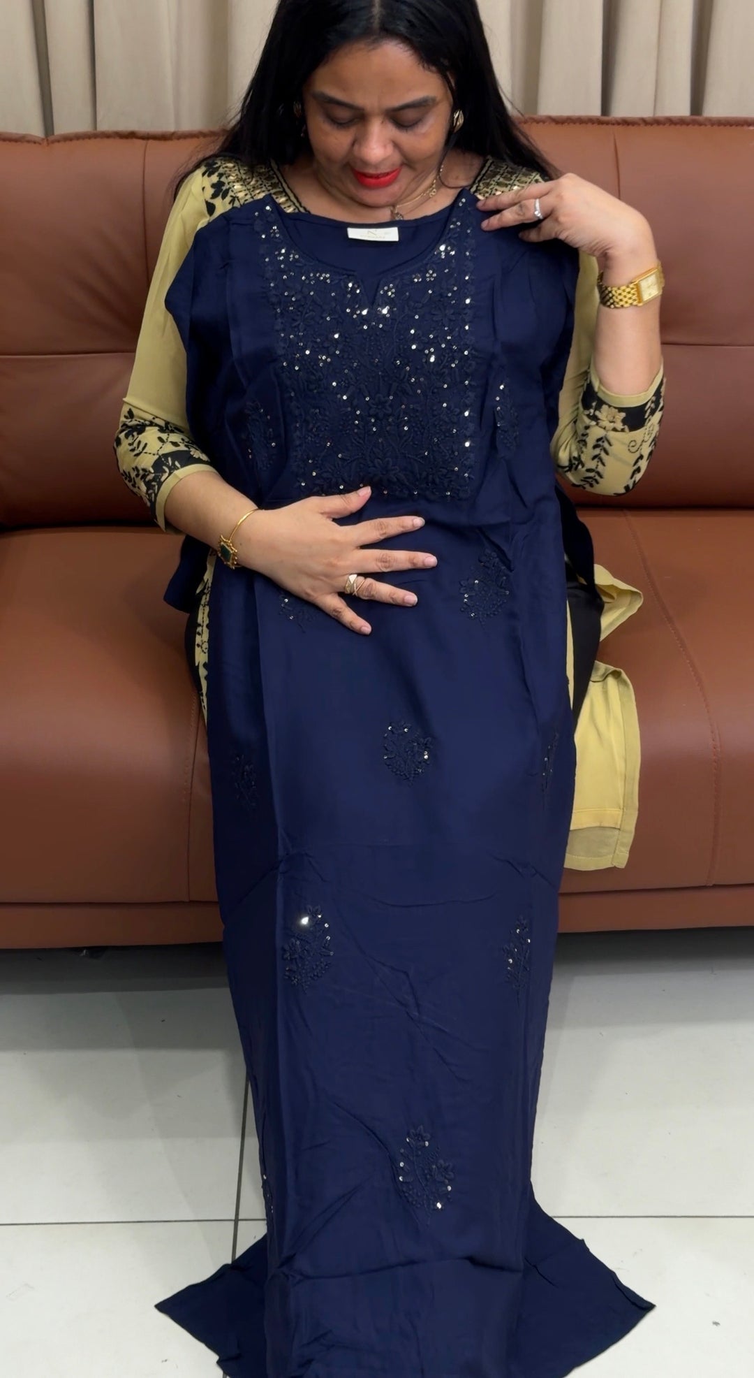 LUCKNOWI CHIKANKARI SLITTED TOPS - NUWA-2218