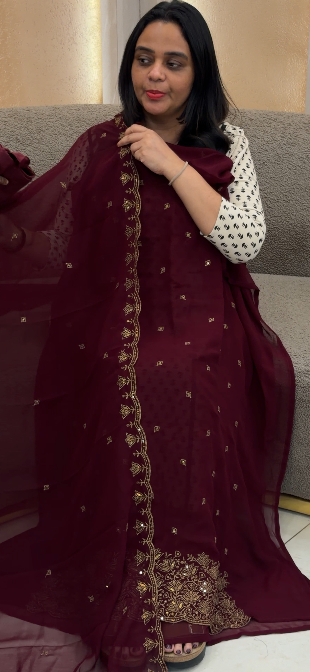 FAUX GEORGETTE UNSTITCHED SALWAR SUITS - NUWA - 1060