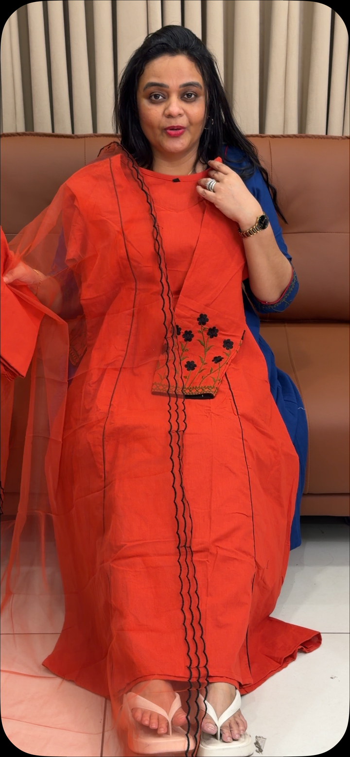 COTTON LINEN TOP, BOTTOM AND DUPATTA - NUWA - 1978