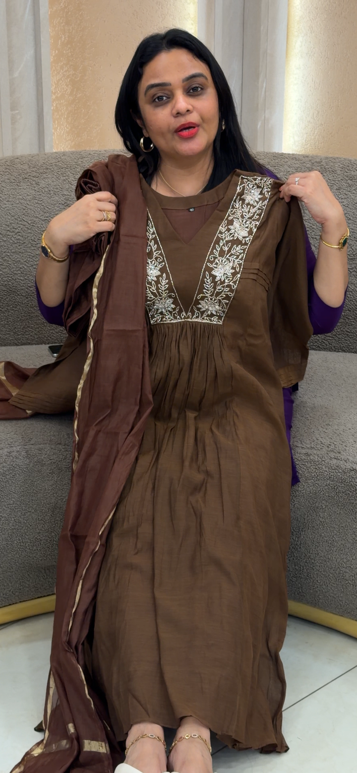 MUL CHANDERI TOP, BOTTOM AND DUPATTA - NUWA - 1407