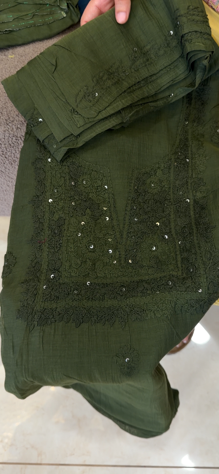 CHIKANKARI UNSTITCHED SALWAR SUITS - NUWA - 2338