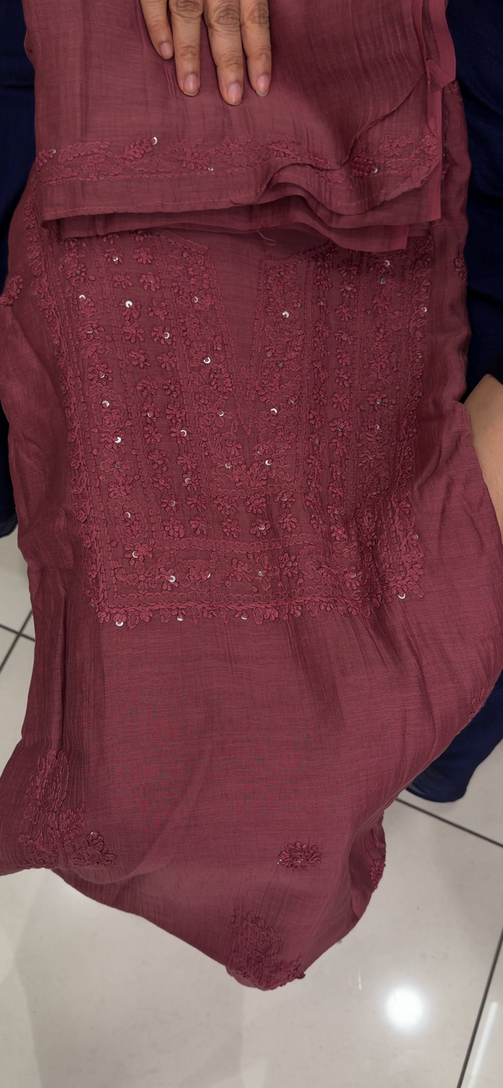 CHIKANKARI UNSTITCHED SALWAR SUITS - NUWA - 2208