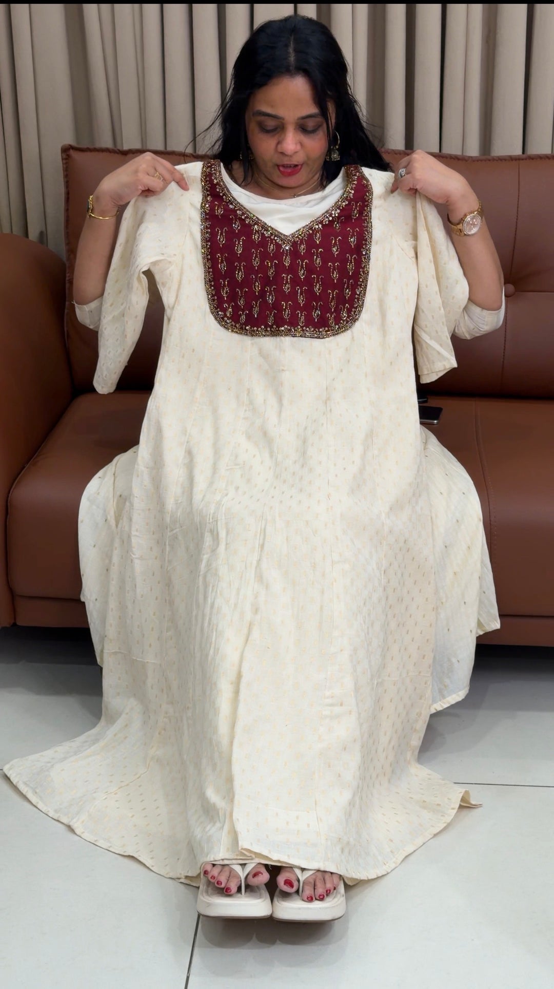 MALAI CHANDERI ANARKALI TOPS - NUWA-1843