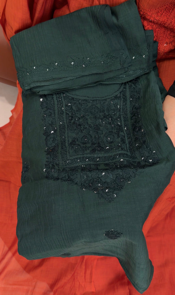 LUCKNOWI CHIKANKARI UNSTITCHED SALWAR SUITS - NUWA-1587
