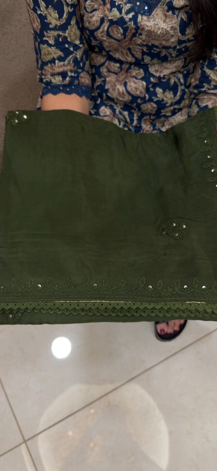 VISCOSE CRAPE CHIKANKARI SAREES - NUWA - 1623