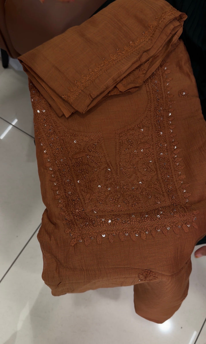 MALAI CHANDERI UNSTITCHED SALWAR SUITS - NUWA-1890