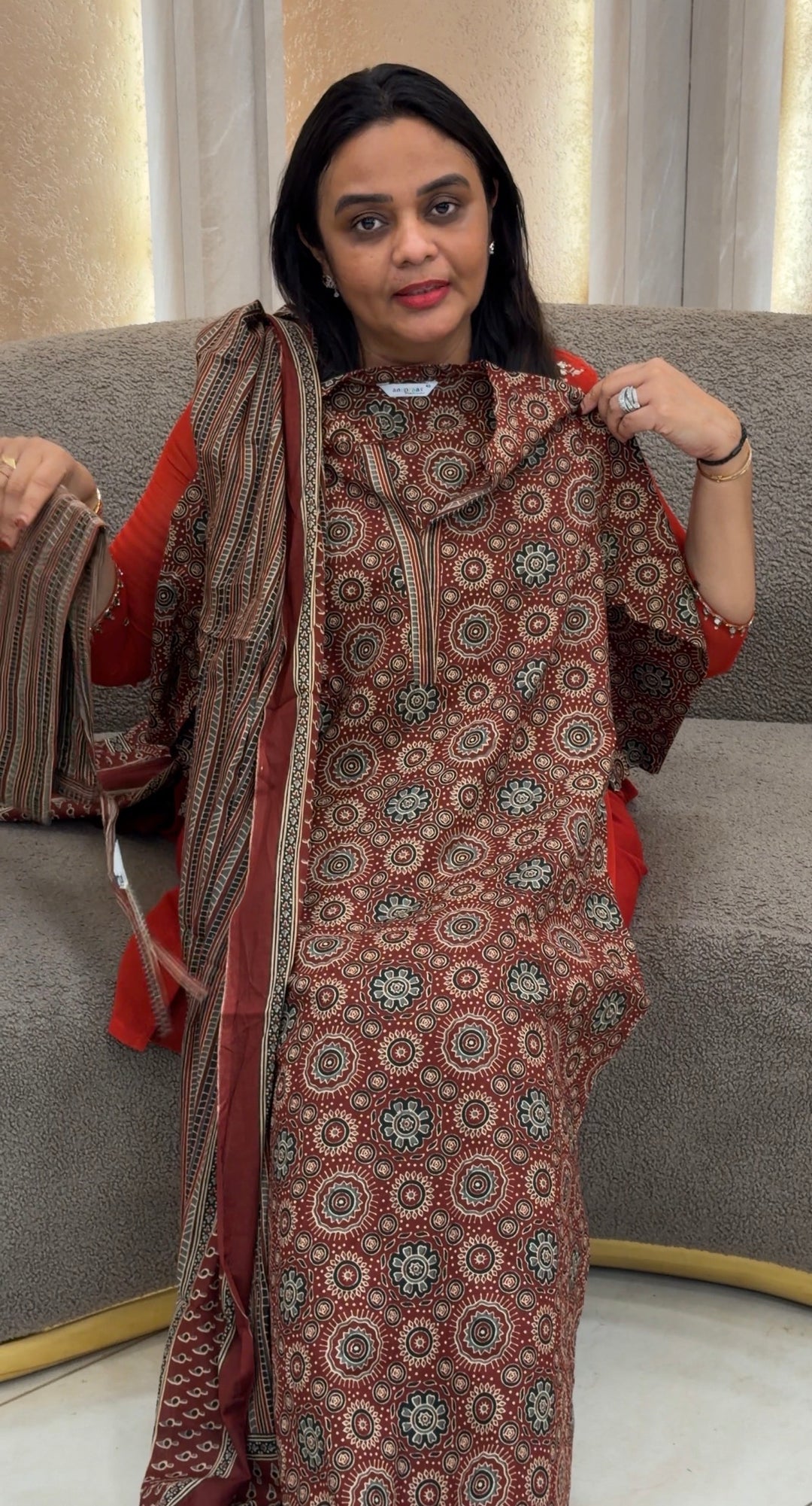 AJRAKH COTTON TOP, BOTTOM AND DUPATTA - NUWA-849