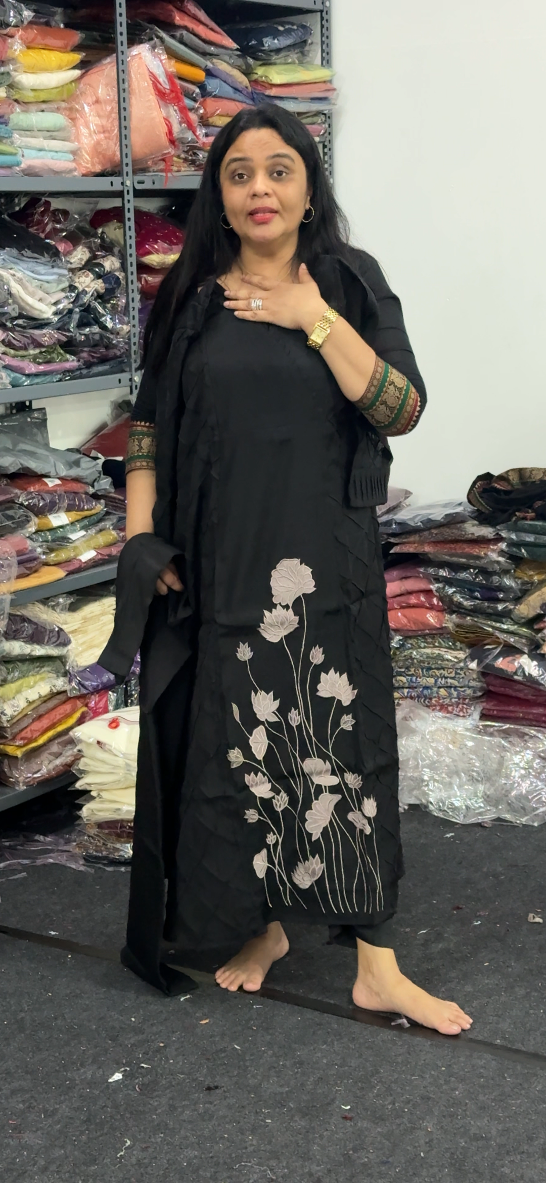 MUL CHANDERI ALINE TOP , BOTTOM AND DUPATTA - NUWA - 2361