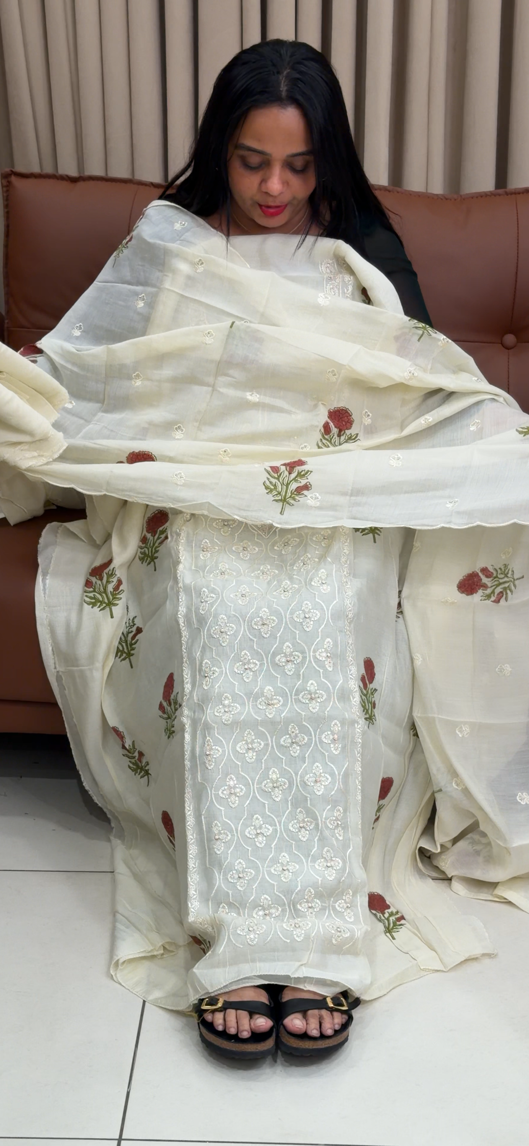 MALAI CHANDERI UNSTITCHED SALWAR SUITS - NUWA - 1894