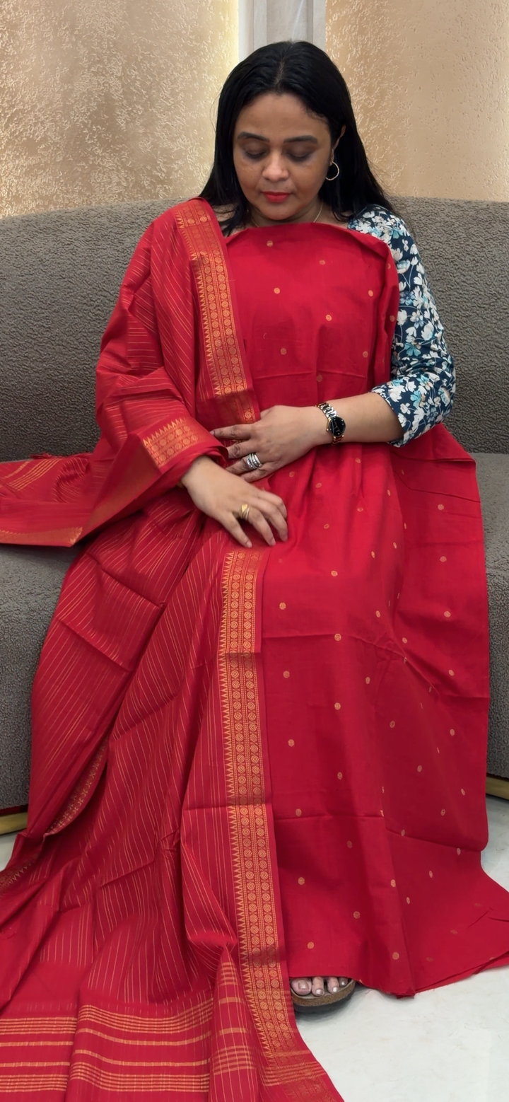 OFFER SALE HANDLOOM COTTON UNSTITCHED SALWAR SUITS - NUWA - 2409