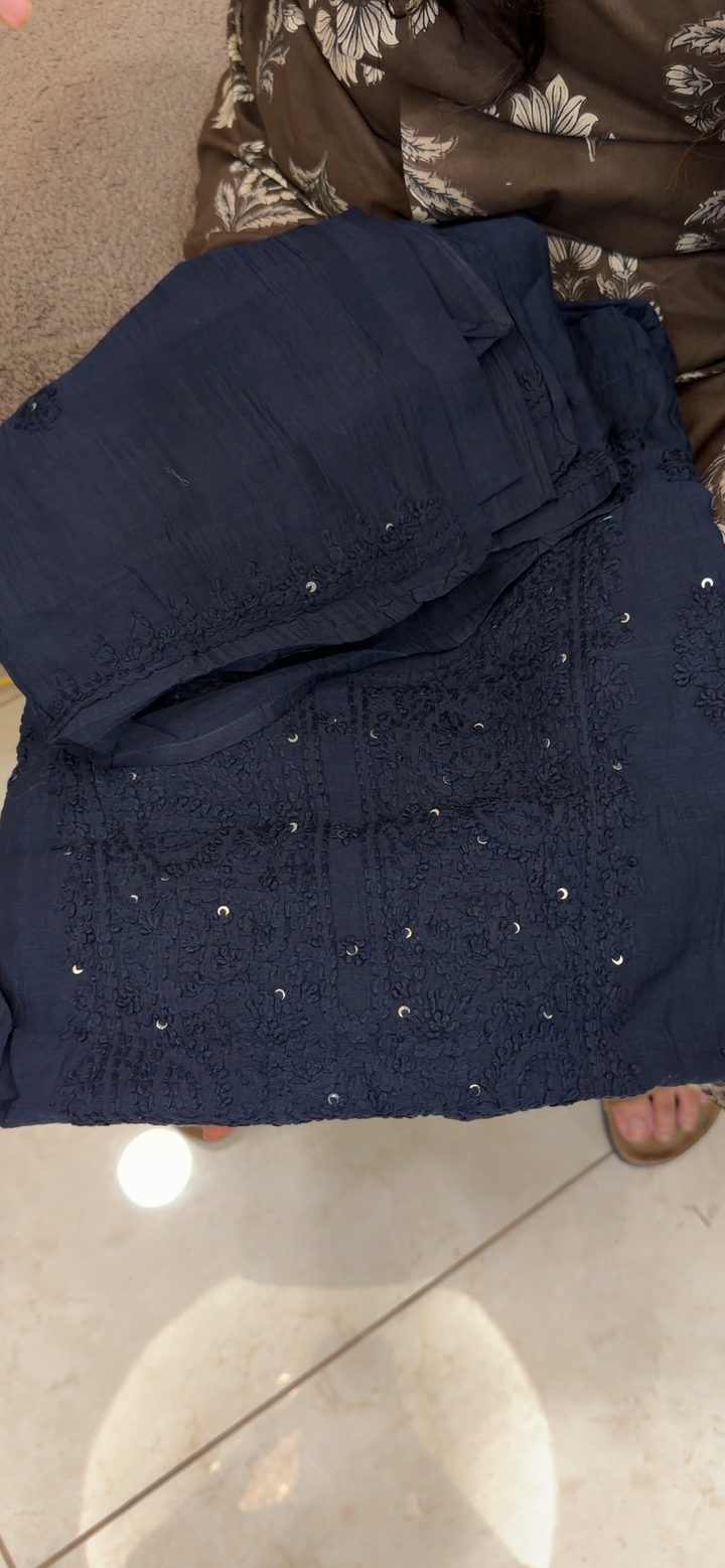 LUCKNOWI CHIKANKARI UNSTITCHED SALWAR SUITS - NUWA - 1396