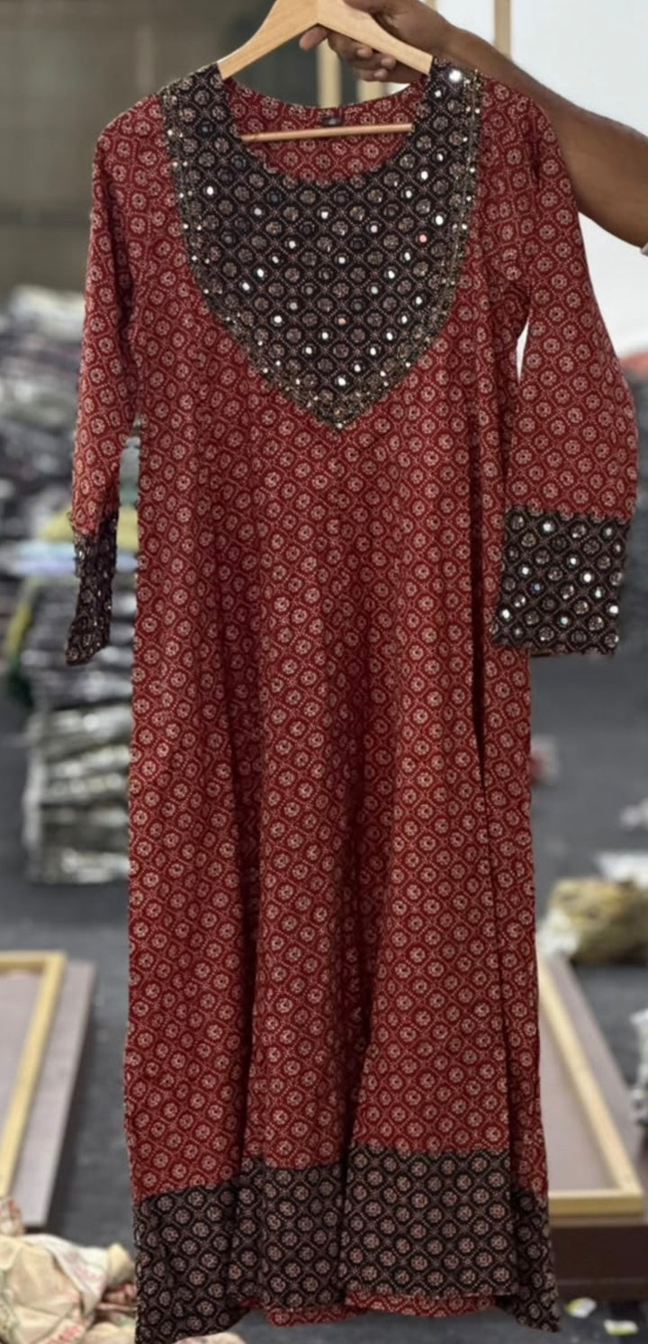 AJRAKH PRINTED ANARKALI TOPS - NUWA - 2500