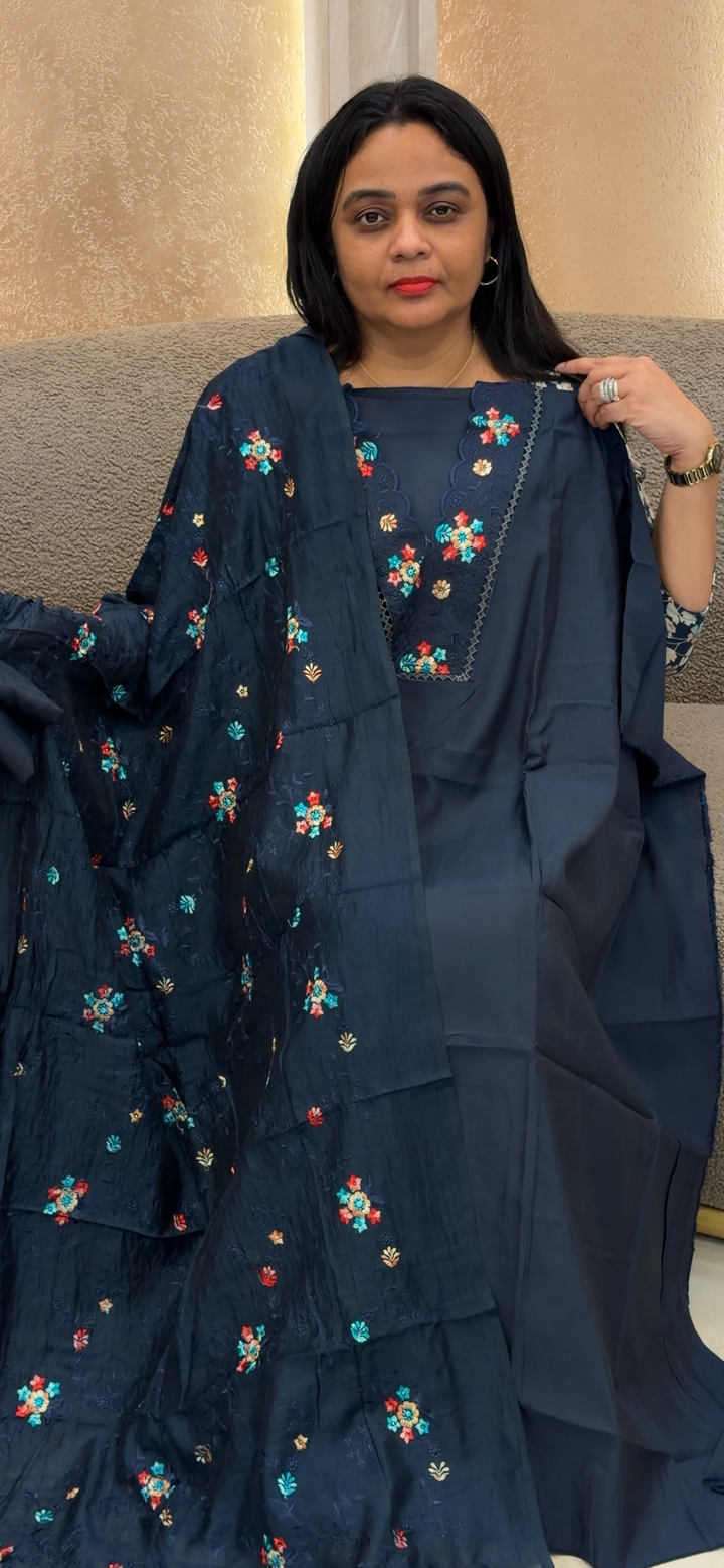 MUL CHANDERI UNSTITCHED SALWAR SUITS - NUWA - 2411