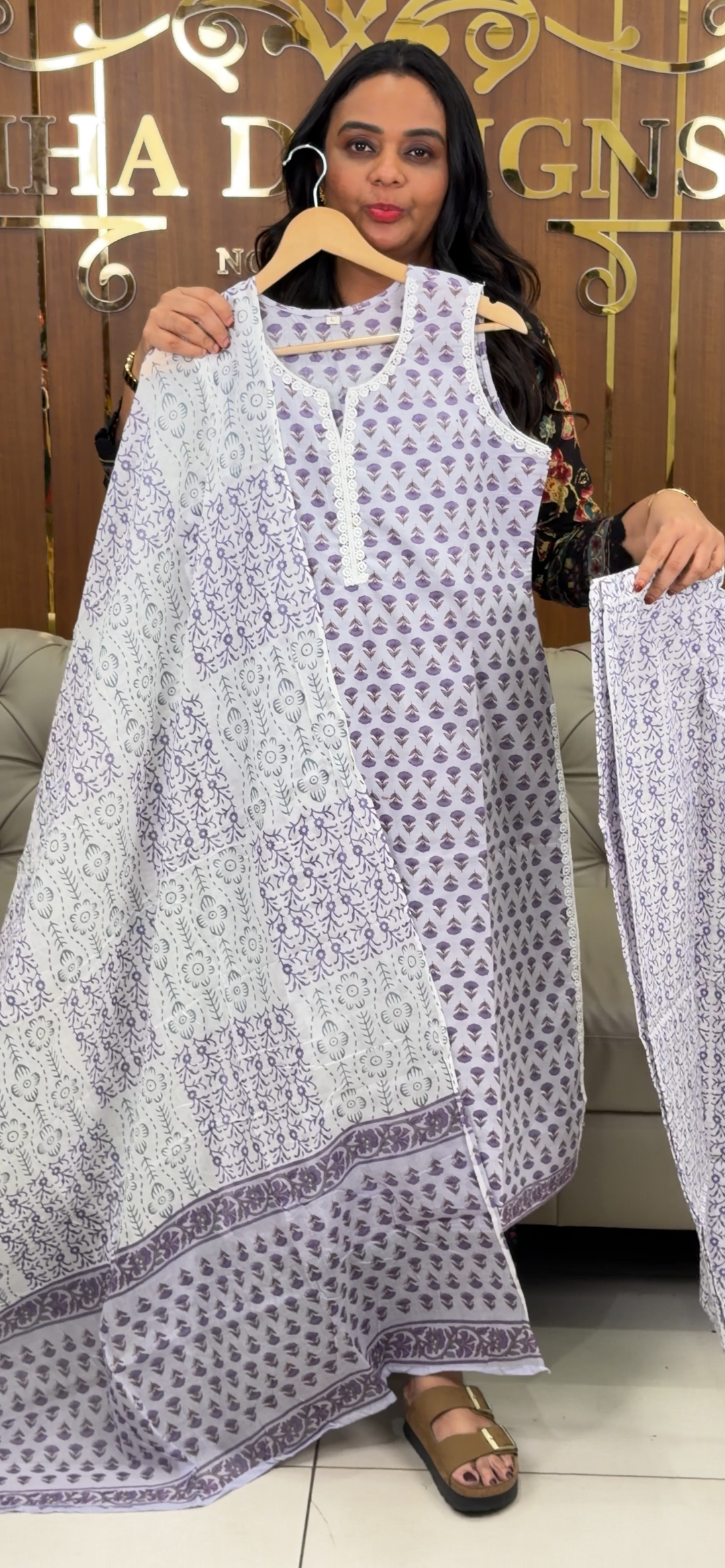 PRINTED COTTON TOP, BOTTOM AND DUPATTA - NUWA - 1084