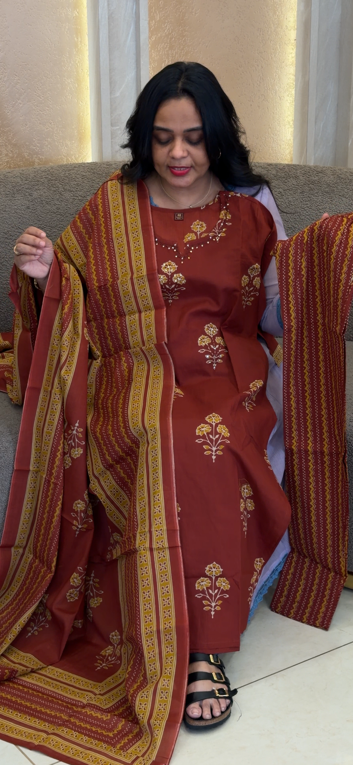 COTTON TOP, BOTTOM AND DUPATTA - NUWA - 2049