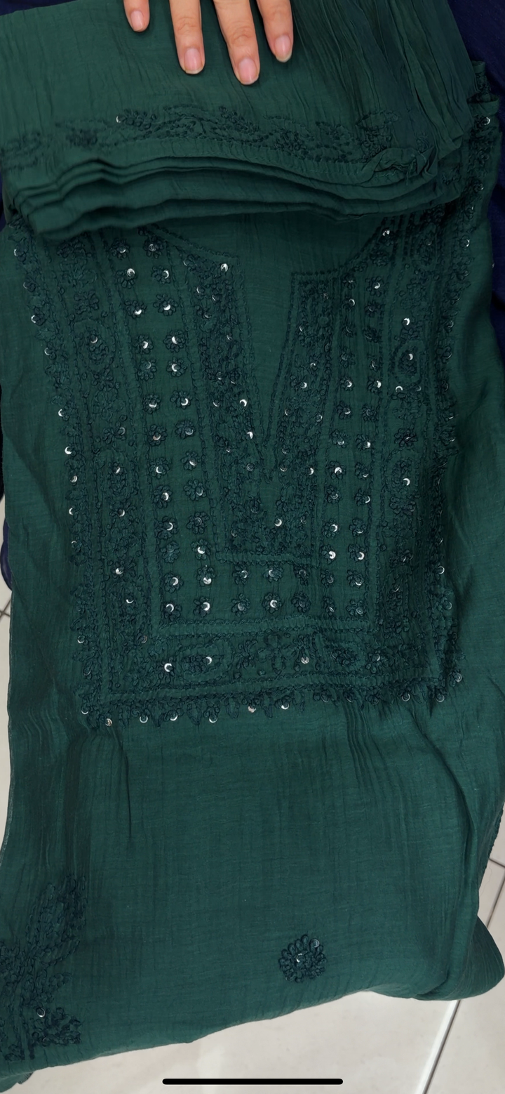CHIKANKARI UNSTITCHED SALWAR SUITS - NUWA - 2208