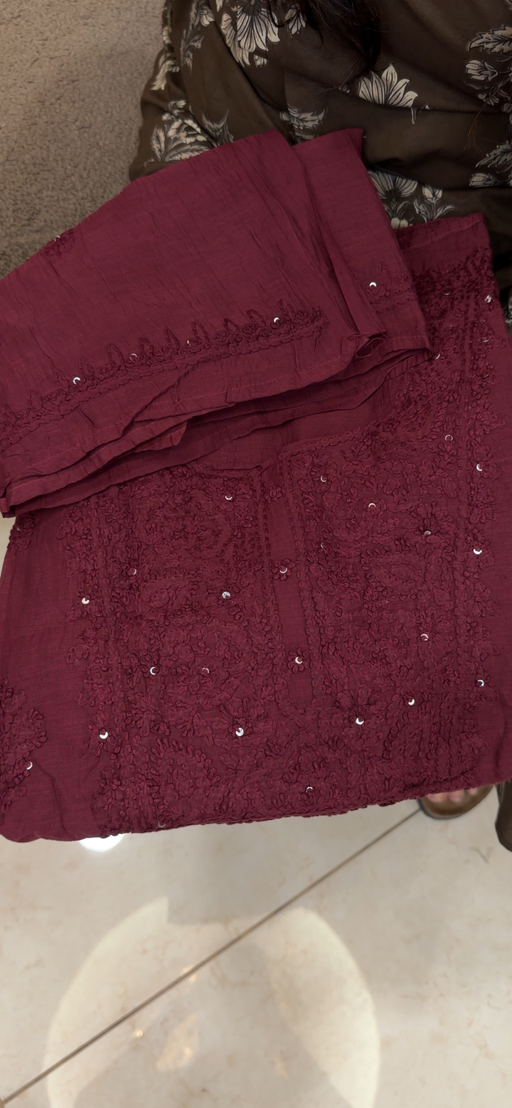 LUCKNOWI CHIKANKARI UNSTITCHED SALWAR SUITS - NUWA - 1396