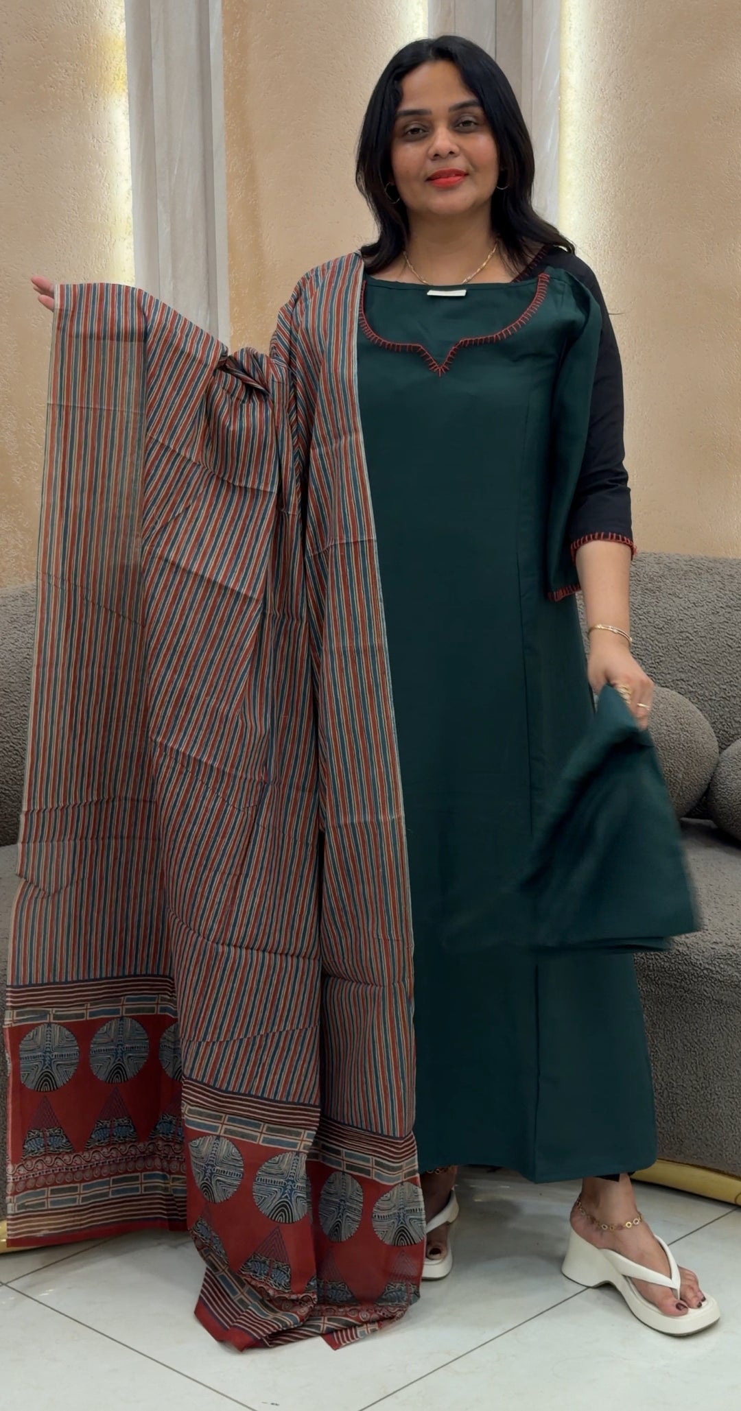 SEMI SILK TOP,BOTTOM AND DUPATTA - NUWA-426