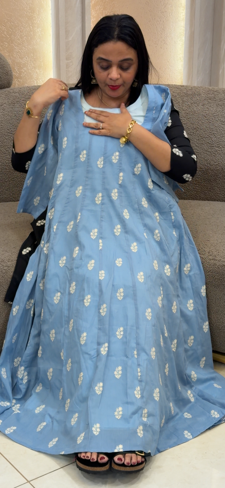 MUL MUL COTTON LONG ANARKALI TOPS  - NUWA - 1650