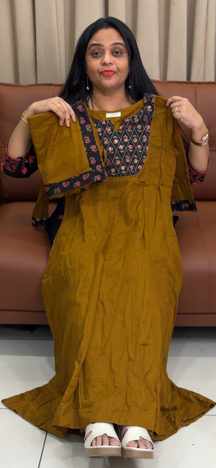 COTTON ANARKALI TOP, BOTTOM AND DUPATTA - NUWA - 2229