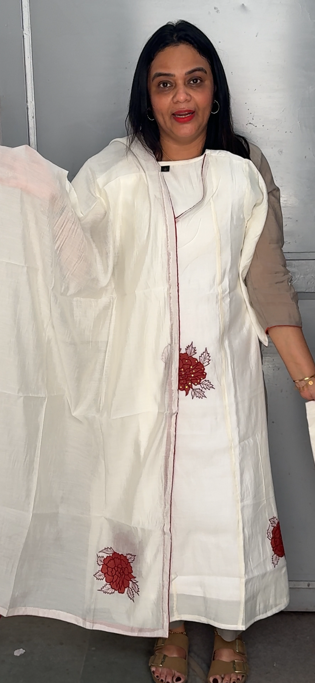 MALAI CHANDERI SLITTED TOP, BOTTOM AND DUPATTA  - NUWA - 1120