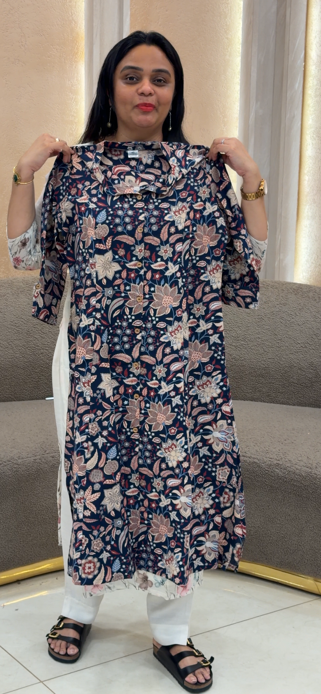 PRINTED LONG ALINE TOPS - NUWA - 2316