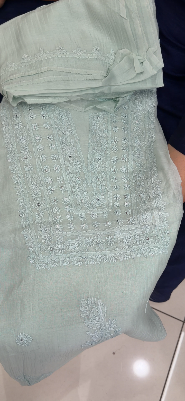 CHIKANKARI UNSTITCHED SALWAR SUITS - NUWA - 2208