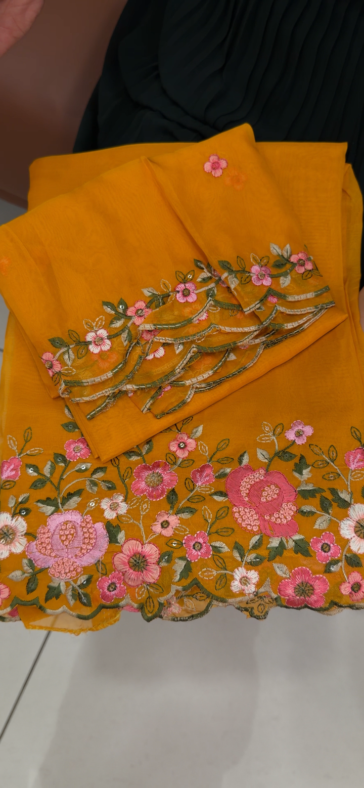 SOFT ORGANZA UNSTITCHED SALWAR SUITS - NUWA - 1892