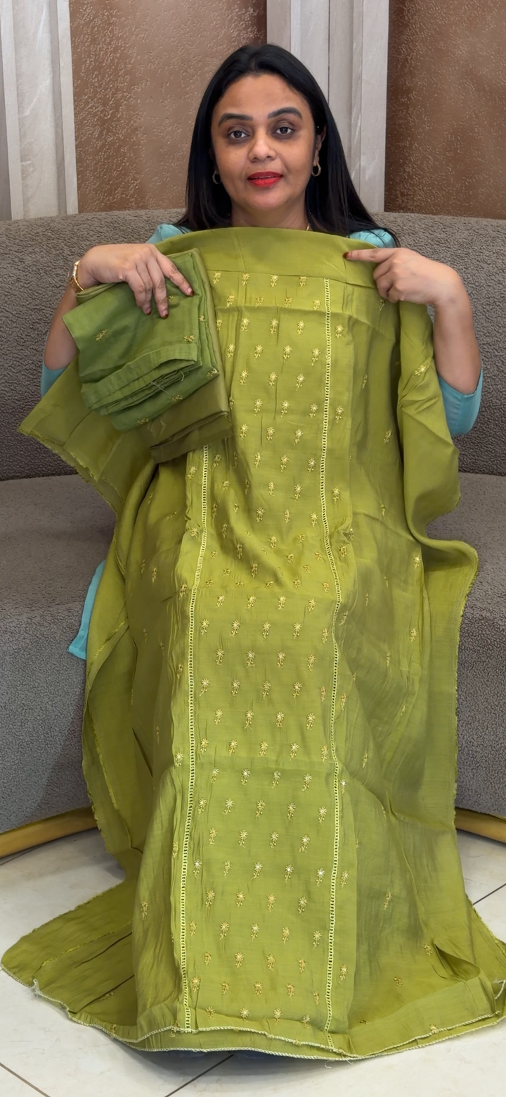 MALAI CHANDERI UNSTITCHED SALWAR SUITS - NUWA - 1041