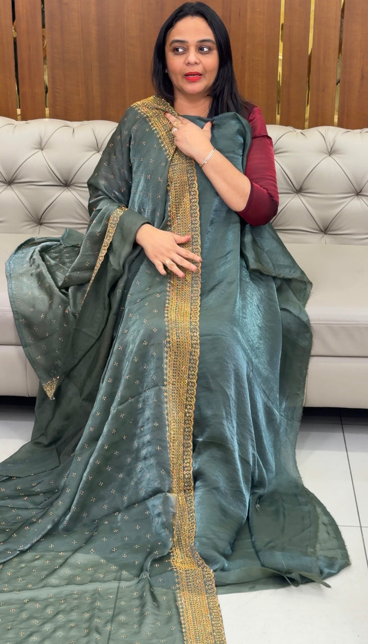 VELVET ORGANZA UNSTITCHED SALAR SUITS - NUWA-2033