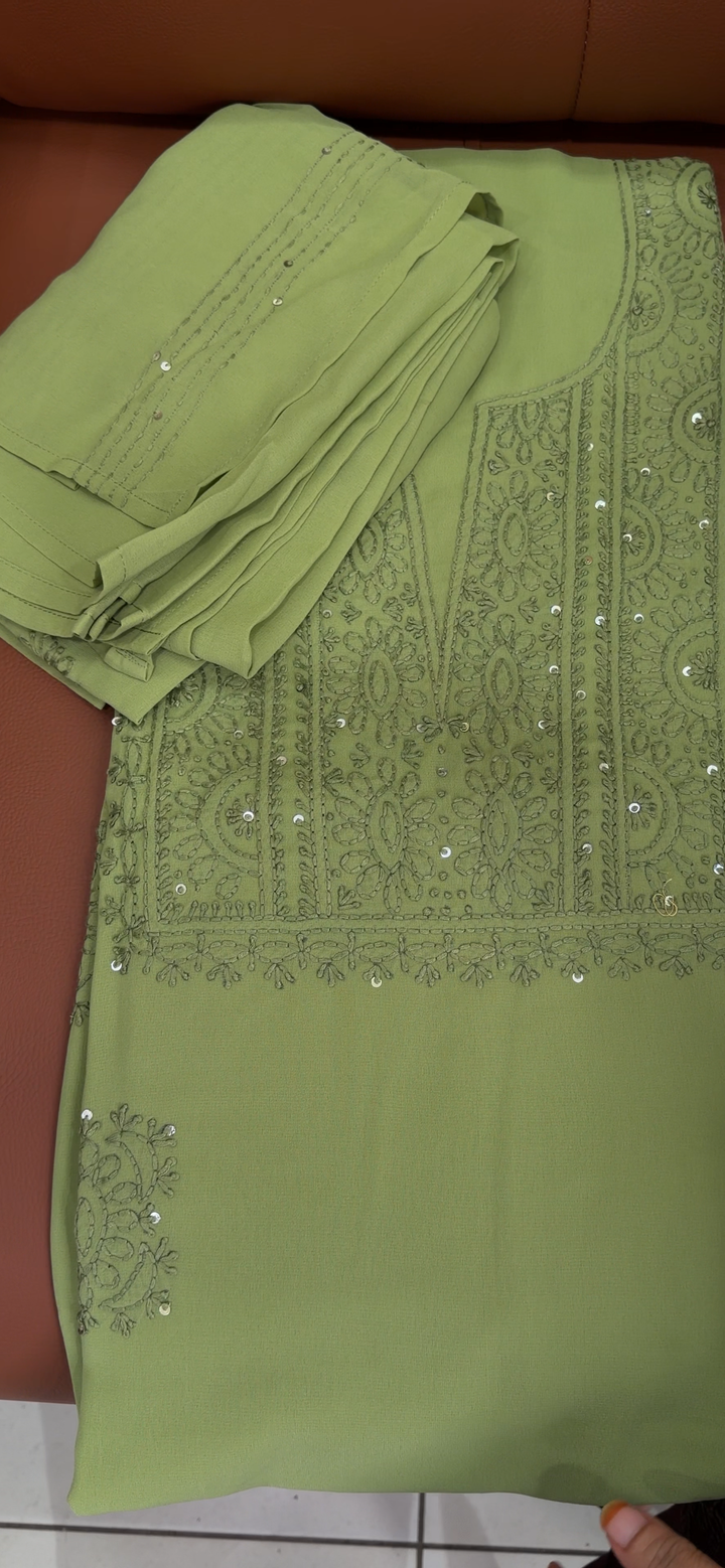 CHIKANKARI UNSTITCHED SALWAR SUITS - NUWA - 1958
