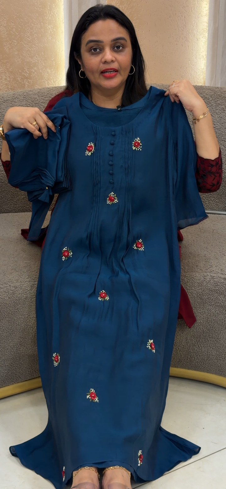 MUL CHANDERI ALINE TOP, BOTTOM AND DUPATTA - NUWA - 1169