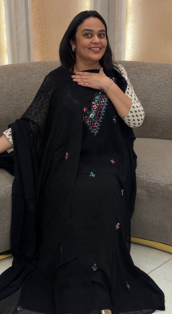 LUCKNOWI CHIKANKARI UNSTITCHED SALWAR SUITS - NUWA-1952